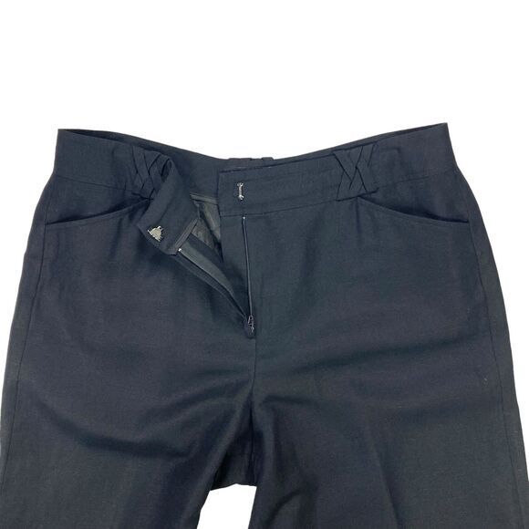 Larry Levine Sport Straight Leg Pants Womens 12 Black Linen Lightweight Casual - Picture 5 of 13
